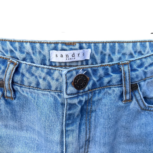 Sandro Embellished Patch Pearl Monaco Straight Leg Jeans - Picture 11 of 13